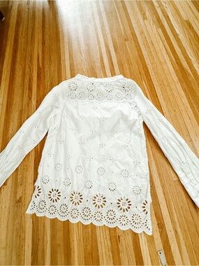 J. Crew White Eyelet Cotton Blouse